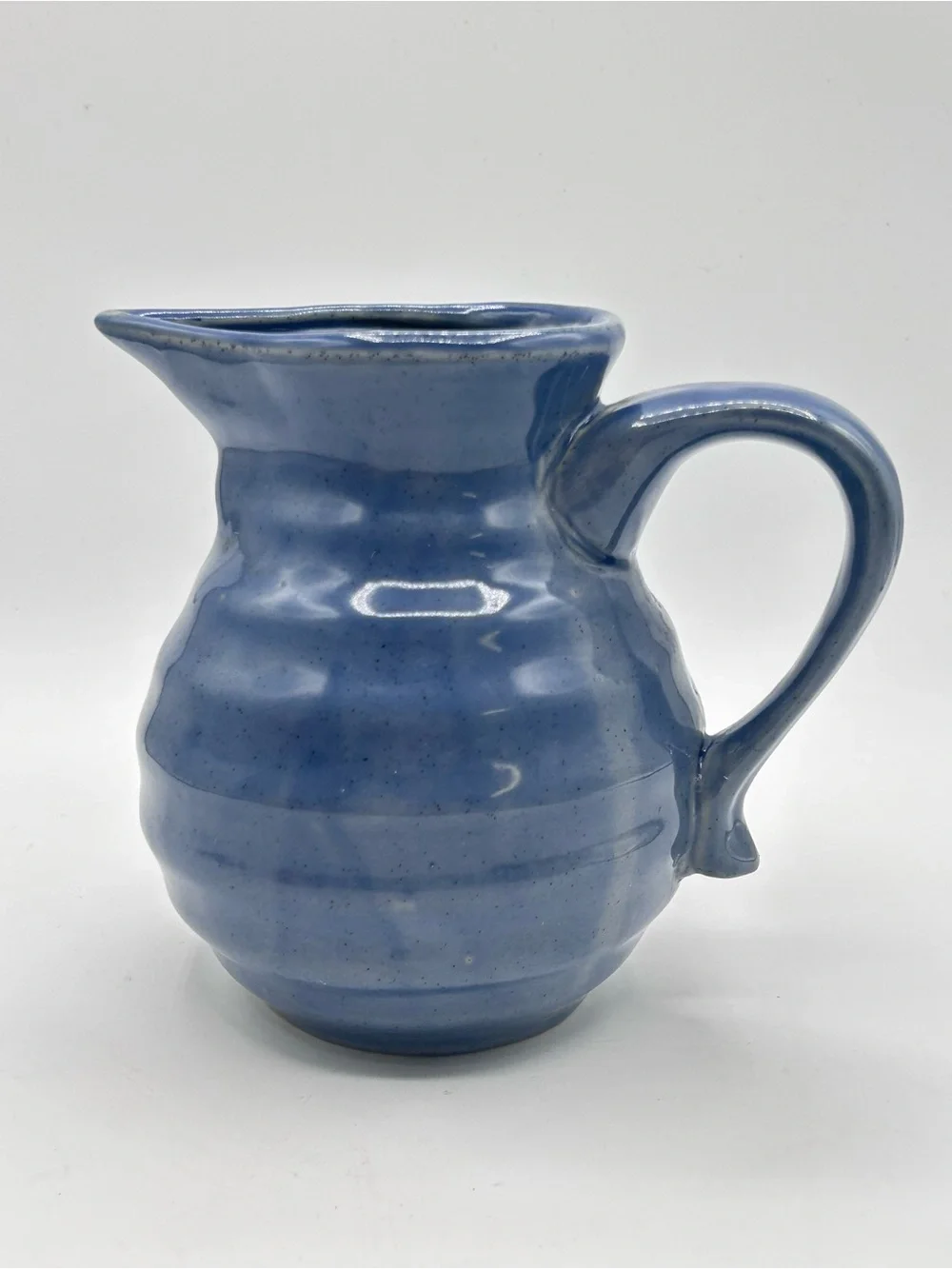 Nantucket Blue Ribbed Beehive Pitcher Medium Sized 6.5”